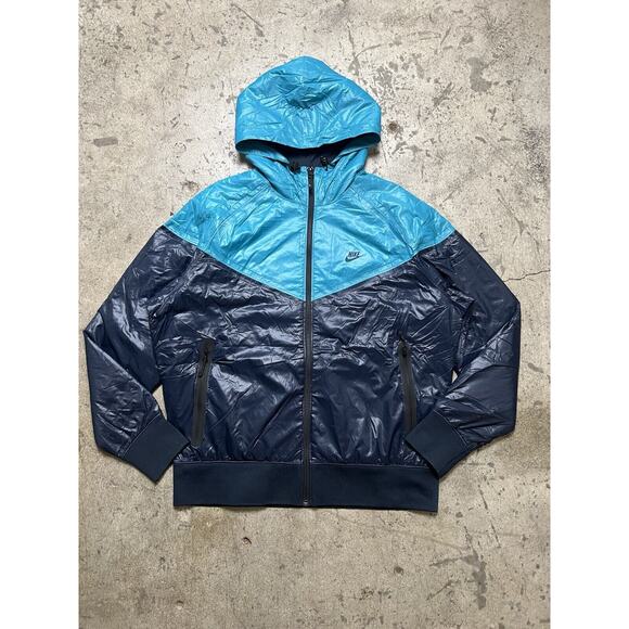 Nike Blue Windbreaker Men’s‎ Padded Nylon Blue Color block Men’s L Sample - Picture 1 of 10